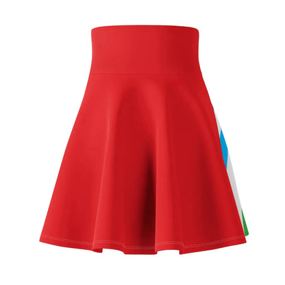 A colorful skirt with a spiral of rainbow stripes converging at the center, celebrating worldwide PRIDE. The red waistband features Pride written in white script, representing the LGBTQ community.