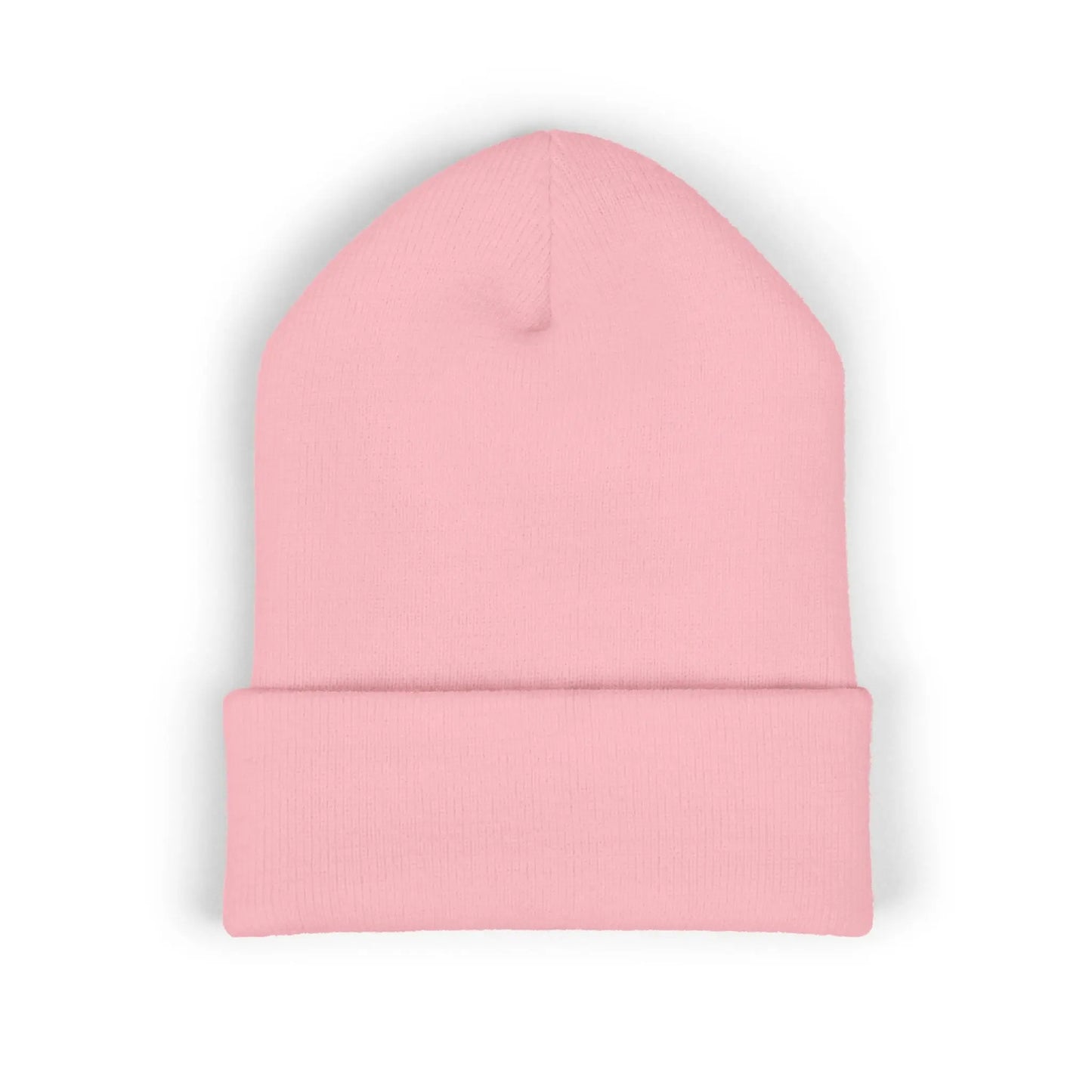 Back view of a pink beanie from the Worldwide PRIDE store.
