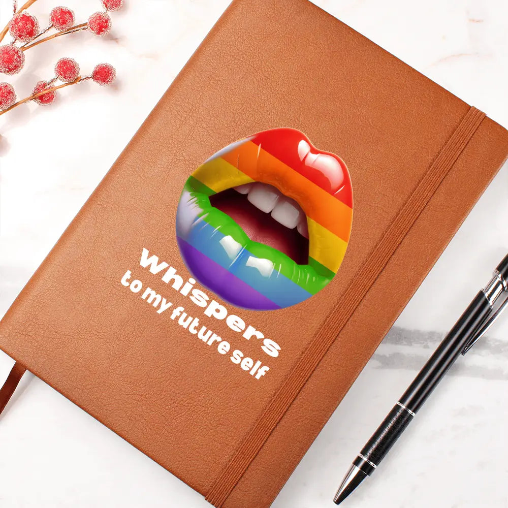 LGBTQ Diary - "Whispers to my Future Self" Vegan Leather Journal ShineOn Fulfillment
