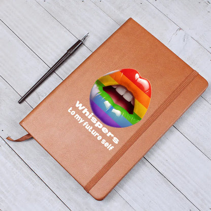 LGBTQ Diary - "Whispers to my Future Self" Vegan Leather Journal ShineOn Fulfillment