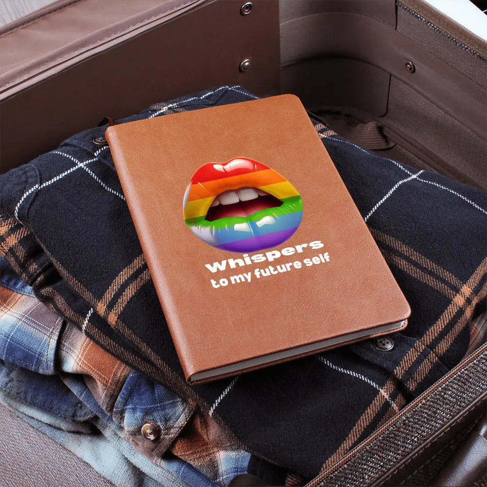 LGBTQ Diary - "Whispers to my Future Self" Vegan Leather Journal ShineOn Fulfillment