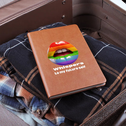 LGBTQ Diary - "Whispers to my Future Self" Vegan Leather Journal ShineOn Fulfillment