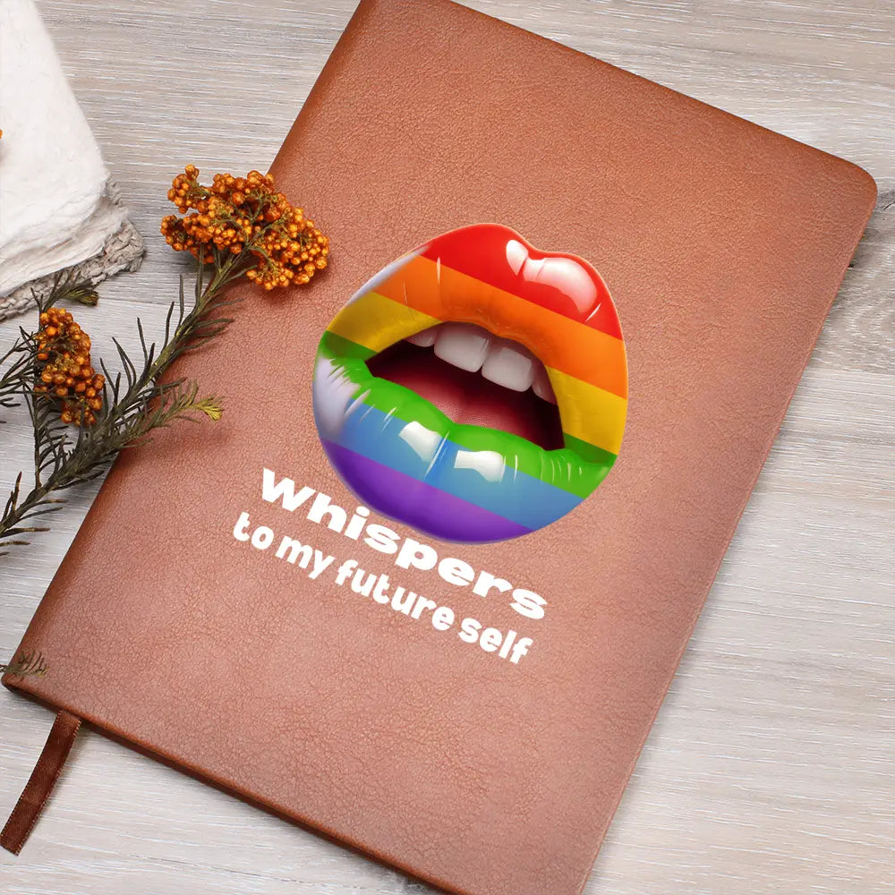 LGBTQ Diary - "Whispers to my Future Self" Vegan Leather Journal ShineOn Fulfillment