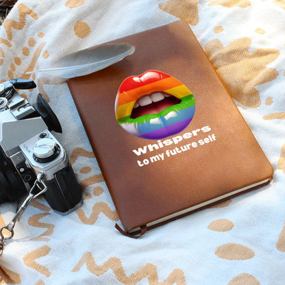 LGBTQ Diary - "Whispers to my Future Self" Vegan Leather Journal ShineOn Fulfillment