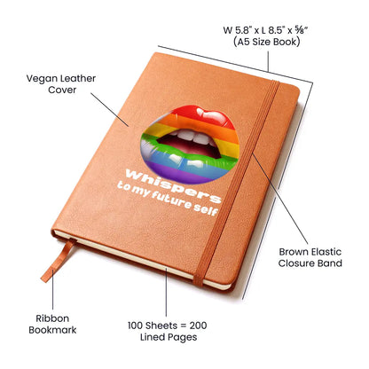 LGBTQ Diary - "Whispers to my Future Self" Vegan Leather Journal ShineOn Fulfillment