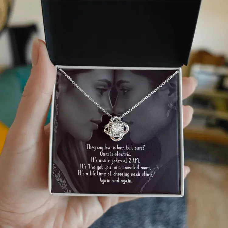 Hers and Hers soul gaze ribbon pendant necklace ShineOn Fulfillment