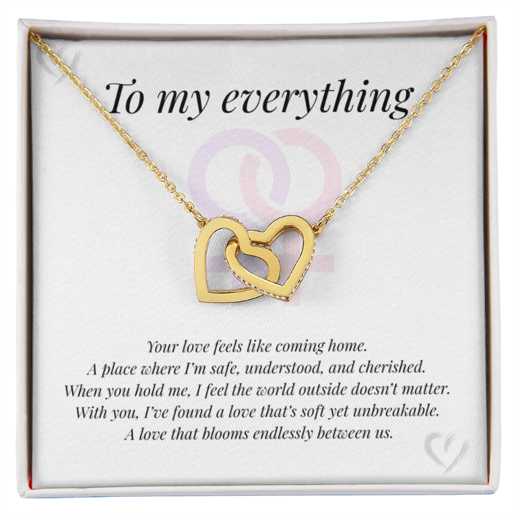 Interlocking Hearts Necklace with poignant message card