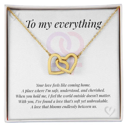 Interlocking Hearts Necklace with poignant message card ShineOn Fulfillment