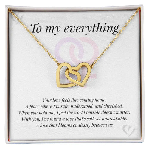 Interlocking Hearts Necklace with poignant message card ShineOn Fulfillment
