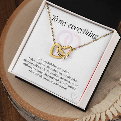 Interlocking Hearts Necklace with poignant message card ShineOn Fulfillment