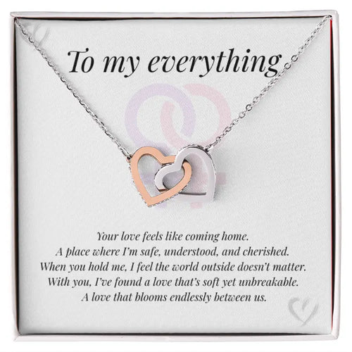 Interlocking Hearts Necklace with poignant message card ShineOn Fulfillment