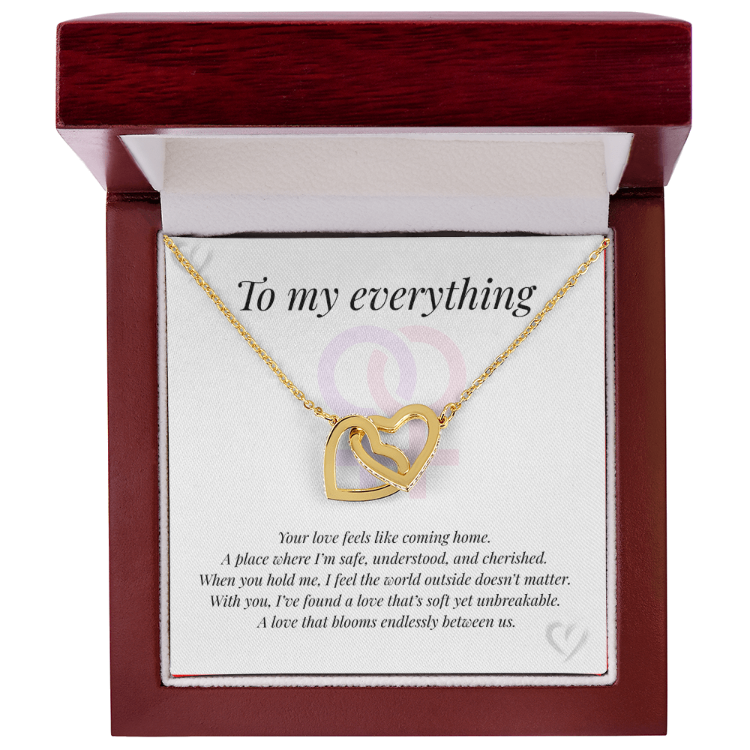Interlocking Hearts Necklace with poignant message card