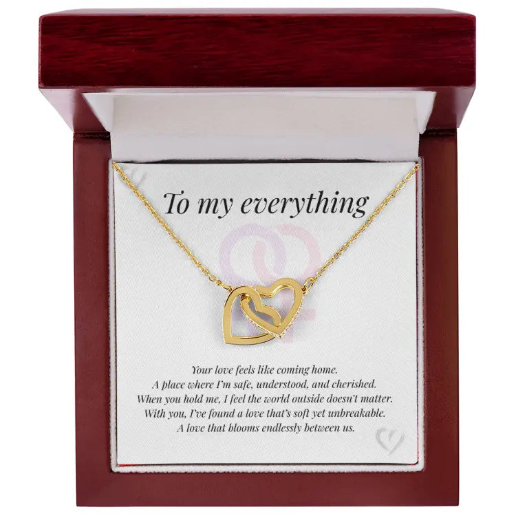 Interlocking Hearts Necklace with poignant message card ShineOn Fulfillment