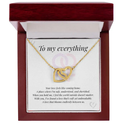 Interlocking Hearts Necklace with poignant message card ShineOn Fulfillment