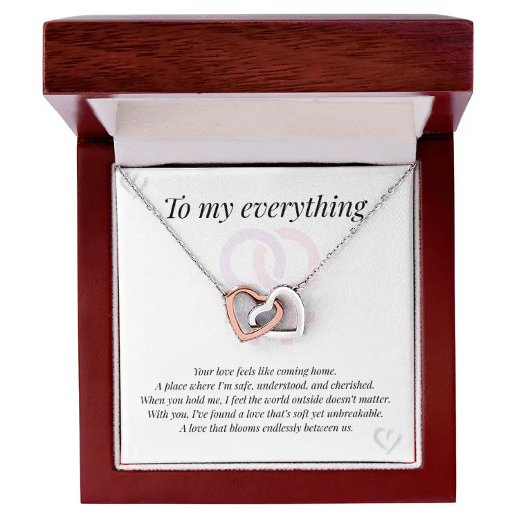 Interlocking Hearts Necklace with poignant message card ShineOn Fulfillment