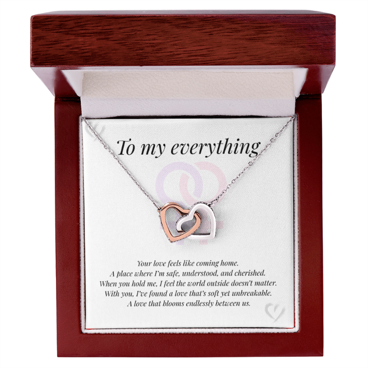 Interlocking Hearts Necklace with poignant message card