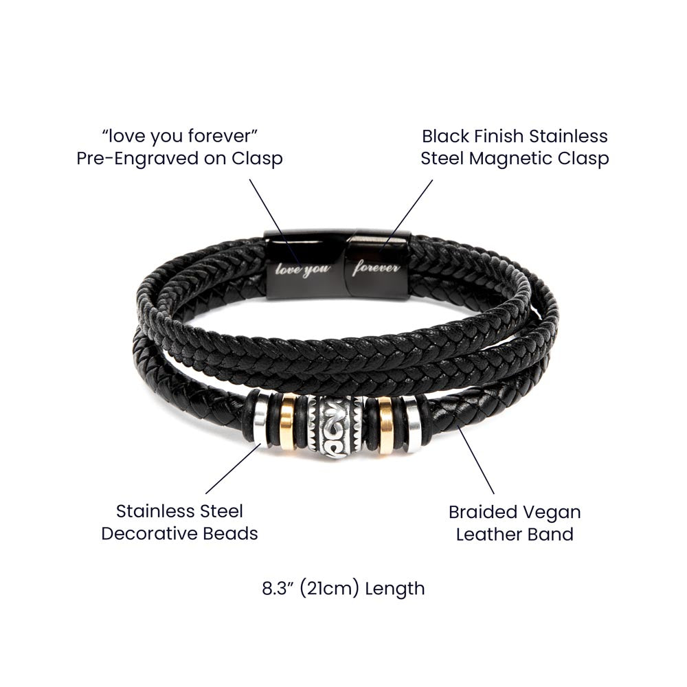 Vegan Leather Love You Forever Bracelet with Personalized Message Card