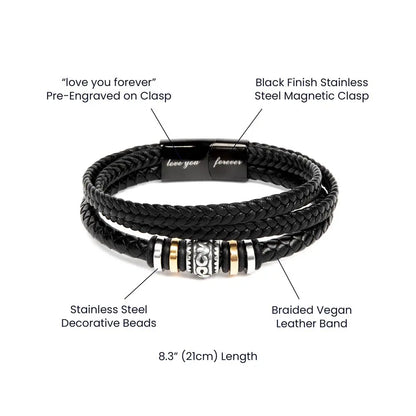 Vegan Leather Love You Forever Bracelet with Personalized Message Card ShineOn Fulfillment