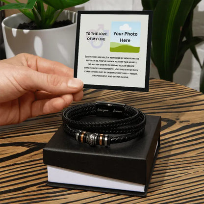 Vegan Leather Love You Forever Bracelet with Personalized Message Card ShineOn Fulfillment