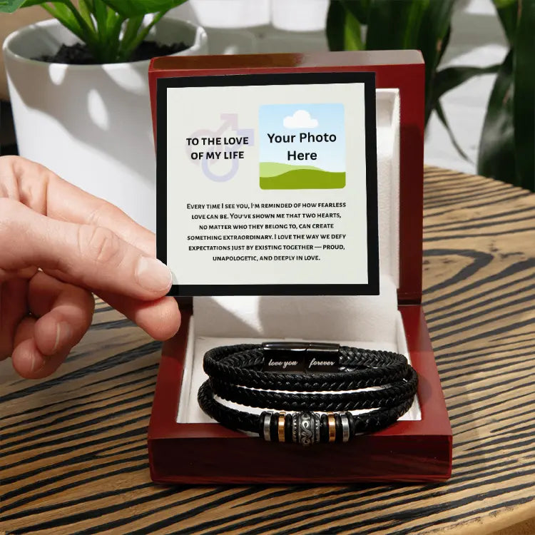 Vegan Leather Love You Forever Bracelet with Personalized Message Card ShineOn Fulfillment