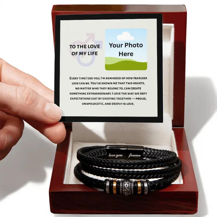 Vegan Leather Love You Forever Bracelet with Personalized Message Card ShineOn Fulfillment