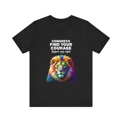 A black t-shirt with a graphic and text that supports gay rights.