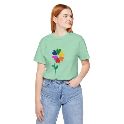 PRIDE Floral Short Sleeve Tee for Celebrating the LGBTQIA+ Community Printify