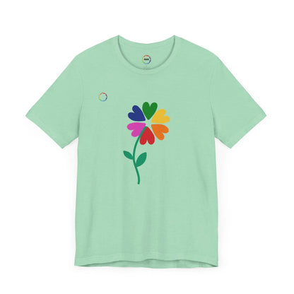 PRIDE Floral Short Sleeve Tee for Celebrating the LGBTQIA+ Community Printify