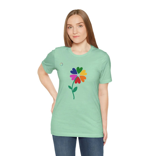 PRIDE Floral Short Sleeve Tee for Celebrating the LGBTQIA+ Community Printify