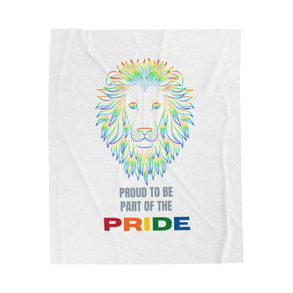 A colorful graphic of a lion's face with a rainbow design, and the text 'PROUD TO BE PART OF THE PRIDE' on a white background.