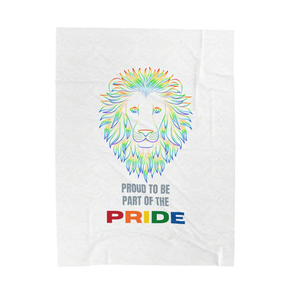 A colorful graphic of a lion's face with a rainbow design, and the text 'PROUD TO BE PART OF THE PRIDE' on a white background.